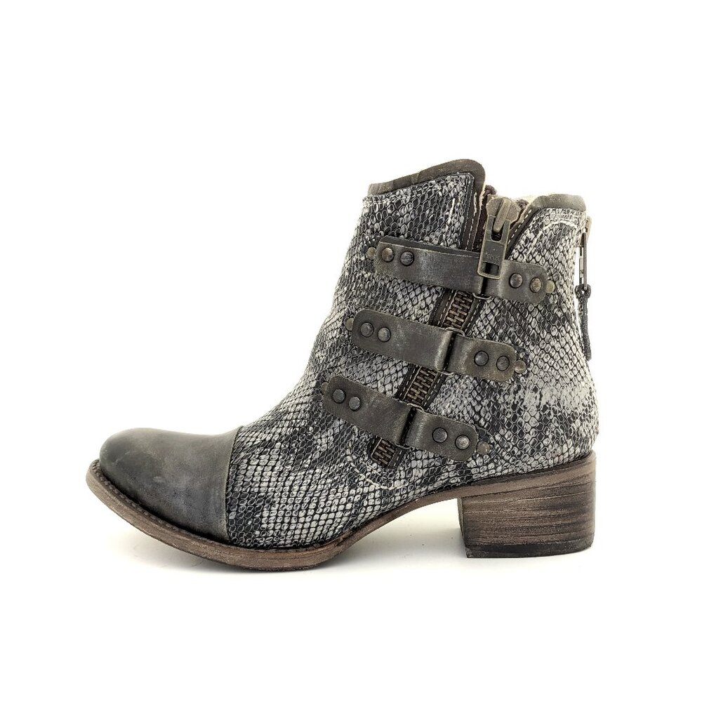 Freebird Grecko Olive Size 11, Embossed Reptile Leather Ankle Boots